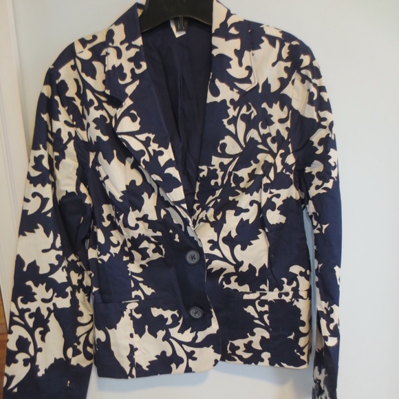 Old Navy Navy Blue & White Cotton Blazer Sz L - Picture 1 of 4